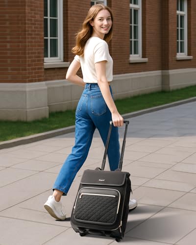 Arcoyard Rolling Backpack for Women, Travel Rolling Laptop Backpack with Wheels, Vertical & Horizontal Storage 2 In 1, Flip-Top Design, Water-Resistant Overnight College Underseat Carry on Luggage - color: Black
