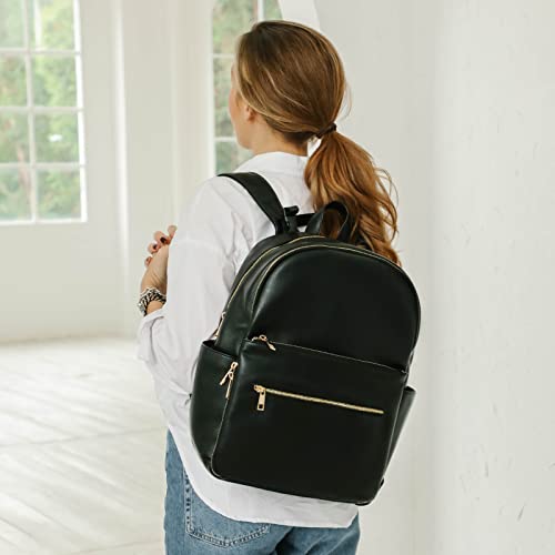 Omanmoli Diaper Bag Backpack Baby Diaper Bag Leather Diaper Bag Backpack Mom Dad with 18 Organizing Pouches,6 Insulated Pockets,Changing Pad,Stroller Straps, Large Capacity,Waterproof(Black) - color: Black