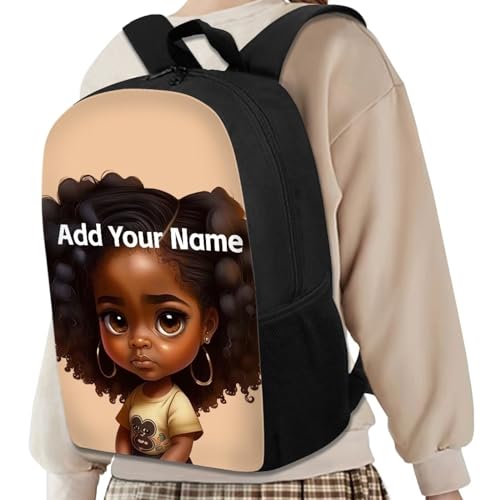 African Black Girls Backpacks Ages 6-8/8-10 Personalized Bookbag for Kids 3Rd Grade/4Th Grade Magic School Bag Custom Name Book Bag - color: African Black Girl-16