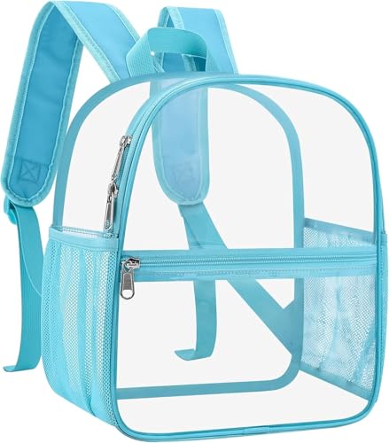 Oraben Clear Backpack for Stadium Events, Stadium Approved 12 x 6 x 11, Small Clear Backpack for Concerts School Works, Fast Security Check, Waterproof PVC, Adjustable Straps, Women Men - color: Teal, style: Enhanced Strap