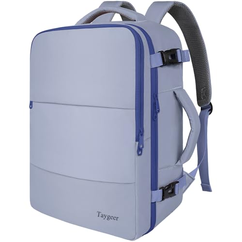 Taygeer Large Travel Backpack for Men Women, 35L Carry On Backpack | Airline Approved Personal Item Travel Bag with Water Bottle Pocket & Shoe Pouch, Laptop Backpack for Gym Hiking, Gray Blue - color: Quartzblue Inkblue, size: Large