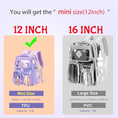 PIG PIG GIRL Mini Clear Backpack for Stadium Events, Small Clear Bag for Child for Festival Concert,Purple(Not Fits School) - color: Mini-purple