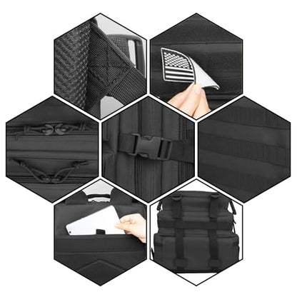 45L Army Tactical Backpack For Men,Large Military Assault Pack 3 Day Bug Out Bag For Women, Molle Daypack Camping Outdoor Mountaineering Backpacks Black Rucksack Survival