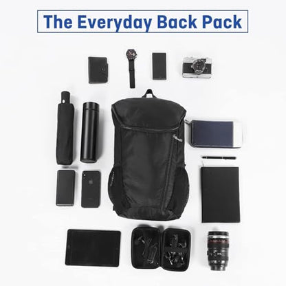Hiking Backpack, Waterproof Wearable Lightweight Backpack, Foldable Outdoor Travel Camping Daypack - color: Black
