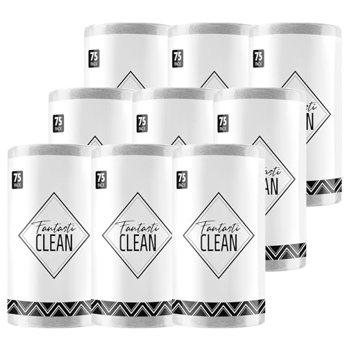 Fantasticlean Microfiber Cleaning Cloth Roll -675 Pack, Tear Away Microfiber Towels, 12" x 12", Reusable, Washable, Ultra Absorbent Dishcloth for All-Around Cleaning Supplies (9 Rolls of Grey) - color: Grey, size: 675 pack