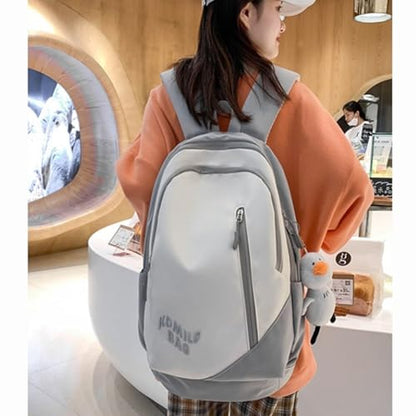 book bag Sporty Backpack With Laptop Compartment Integrated Water Bottle Pocket For Travel School waterproof(Grey) - color: Grey