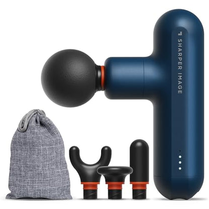 Sharper Image Powerboost Move Aero [New 2026 Version] Mini Deep Tissue Percussion Massage Gun| Muscle Recovery & Pain Relief Massage Tool| Full Body Back & Shoulder Massager| Travel Gift for Men Women - color: Metallic Navy