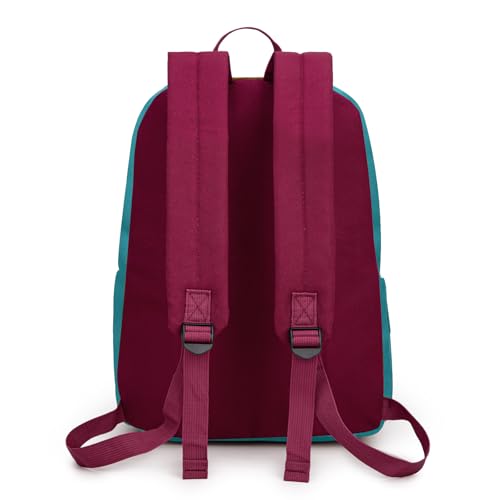 Montana West Backpack for Women Men 2 PCS Lightweight College Bookbags Casual Daypack Backpacks for Commute & Travel - color: Black & Turquoise