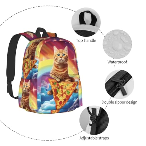 cfpolar 17 Inch Backpack Funny Pizza Cat Rainbow Laptop Bag Shoulder Bag School Bookbag Casual Daypack For Boys Girls - color: A2-funny Pizza Cat