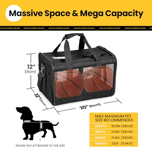 Conlun Dog Carrier Soft Sided, Large Cat Carrier,Black L - color: Black, size: 20.0"L x 12.0"W x 12.0"H