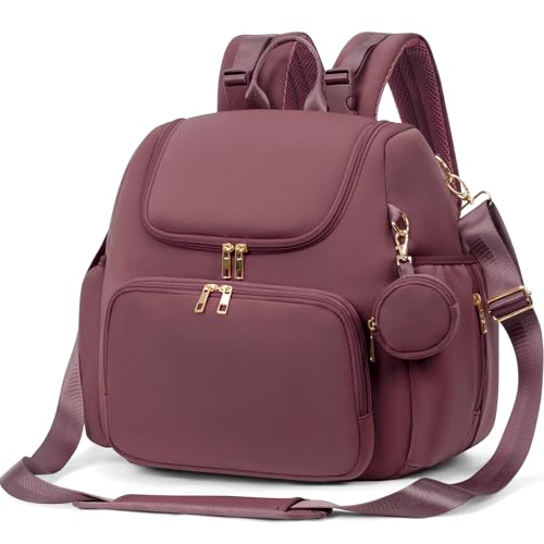 CEI-CEI Neoprene Diaper Bag Backpack Stylish Baby Maternity Bags Travel Tote for Mom with Insulated Pockets, Changing Pad, Stowable Shoulder Strap - color: Rose