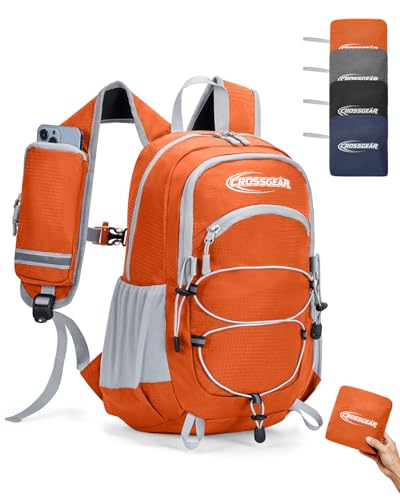 CROSSGEAR Packable Hiking Backpack, 24L Lightweight Foldable Daypack, RFID Secure Pocket, Nylon Fabric, Water Resistant Small Travel Hiking Daypack for Women Men, Orange - color: 24l Orange, size: Medium