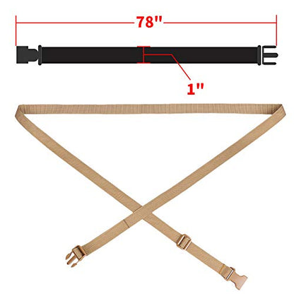 MAGARROW 78" x 1" Strap Buckle Packing Straps Adjustable 1-Inch Belt - color: Khaki 6.5 feet Long (4-PCS)