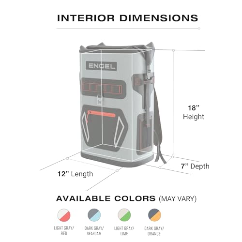 Engel BP25 25 Quart Roll-Top High Performance Backpack Cooler - color: Dark Gray/Lime