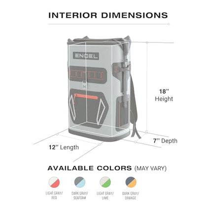 Engel BP25 25 Quart Roll-Top High Performance Backpack Cooler - color: Dark Gray/Lime