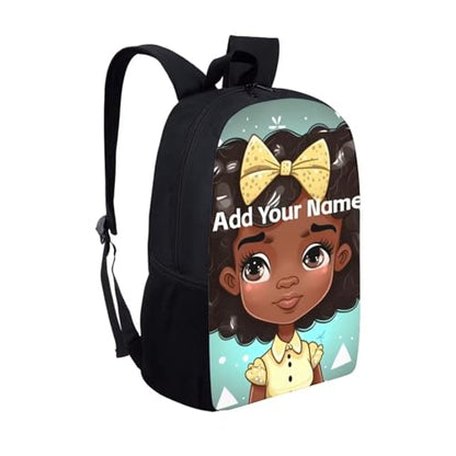 Personalized Bookbag for Girls 10-12/6-8 Afro Backpack Kids 2 Grade/3Rd Grade Custom Name Book Bag Lightweight Magic Black Schoolbag - color: African Black Girl-26