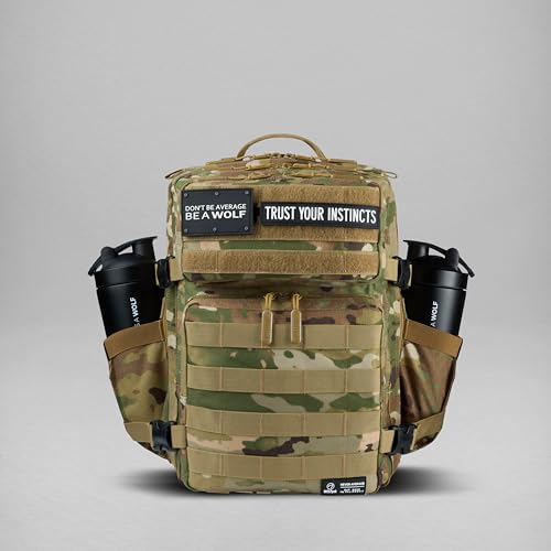 WOLFpak 25L Athletic Gym Backpack (OCP Camo) Durable 1000D Waterproof Oxford Material w/MOLLE Webbing, Laptop Pocket & Dual Cup Holders, Durable Fitness/Travel/Military Daypack - color: Ocp Camo