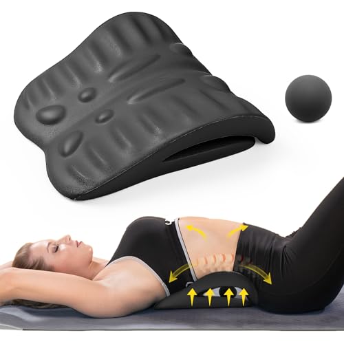RESTCLOUD Back Stretcher for Back Pain Relief, Back Stretching Cushion, Chronic Lumbar Support Pillow Helps with Spinal Stenosis, Herniated Disc and Sciatica Nerve Pain Relief Lumbar Stretcher - color: Dblack