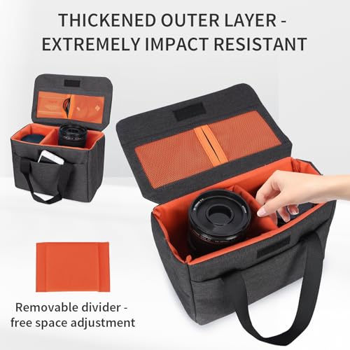 BAIGIO Camera Insert Bag Camera Cube Foldable Camera Bag Insert with Handle DSLR SLR Camera Insert for Backpack Shockproof and Water-resistant Protective Camera Inner Organizer