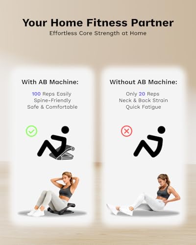 AIRHOP Ab Machine for Home, Ab Exercise Equipment for Core Training, Foldable Ab Crunch Machine with 4 Adjustable Resistance, Sit Up Exercise Equipment 330 LBS Capacity for Beginners & Pros