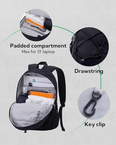 WATERFLY 12L Small Hiking Backpack: Day Pack Lightweight Travel Bag Camping Fitness Cycling Outdoor Sports Daypack For Women Men Teenager - color: Black