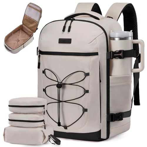 LOVEVOOK Travel Backpack,40L Carry On Backpack Large Fits 17.3" Laptop,TSA Personal Item Travel Bag with 3 Packing Cubes,Water Resistant Laptop Bag Travel Essentials for Weekender Business Hiking - color: Griege-black, size: 17.3 Inch