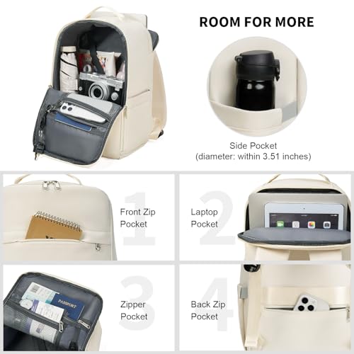 GAEKEAO Travel Backpack 15.6" Laptop Backpack for Men and Women Casual Daypack for Work Business Weekender College Beige - color: Beige