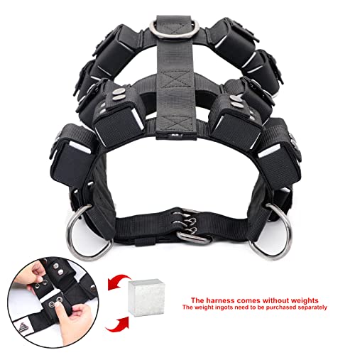 Dog Harness for Small Medium Large Dogs No Pull, Dog Weighted Vest, Tactical Dog Harness for Pit Bulls with Pockets (Adjustable Weight) - Weight Loss, Exercise, Walking, Muscle - size: Size XS/Dog's Waist 19.5"-24.5"