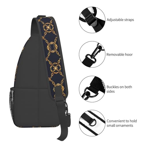 Gold Chains Outdoor Crossbody Shoulder Bag For Unisex Young Adult Hiking Bicycling - color: 6
