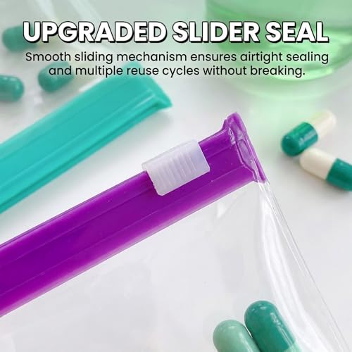 Reusable Pill Pouches for Travel: Color Coded Self Sealing Medicine Bags - Waterproof EVA Pill Pockets for Storage (3 Set)