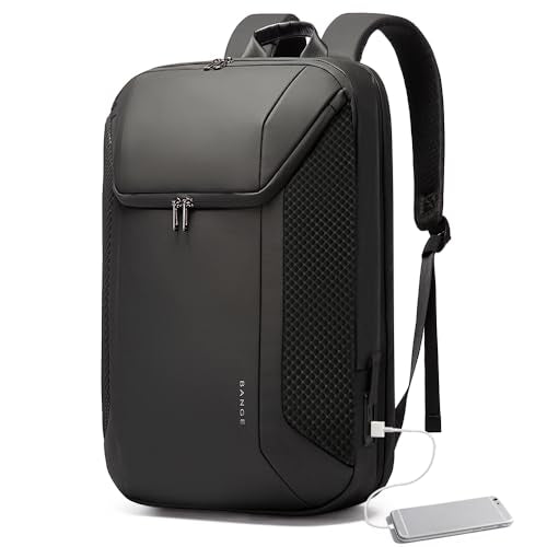 BANGE Smart Business Laptop Backpack Waterproof can fit 15.6-17.3 Inch Laptop with 3.0 USB charging port for men and women - color: Black