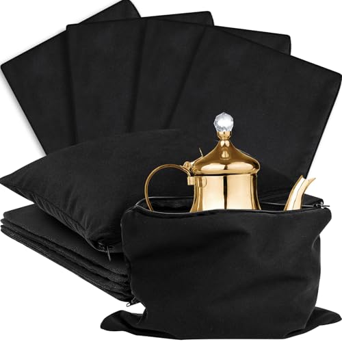 Sanwuta 8 Pcs Zippered Silver Storage Bags Anti Tarnish Silver Pouches Keeper Jewelry Storage Protector Bags(9 x 12 Inch,Black) - color: Black, size: 9 x 12 Inch