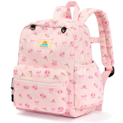 STEAMEDBUN Corduroy Toddler Backpack for Girls 2-4: Kids backpack for Boys Girls - 12 inch Preschool Kindergarten Backpacks - Rose - color: Bow Rose Corduroy, size: MINI-12"H(not fit folder)