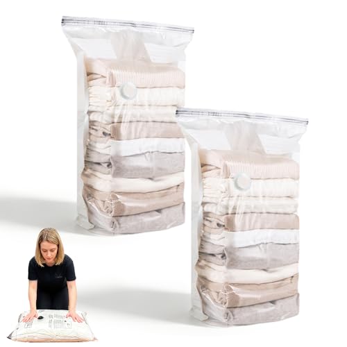 No‑Pump Vacuum Storage Bags, 2026 New Storage Compression Bags, Large Cube Vacuum Seal Bags, Heavy-Duty Press & Seal for Clothes, No Pump Needed (Medium 2PCS) - color: Medium 2PCS