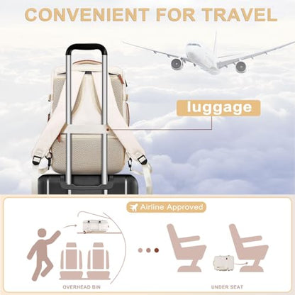 MOSISO Travel Backpack, 40L Carry on Laptop Backpack, 17-17.3 inch Airline Approved Luggage Bag with USB Port&Hidden Shoulder Strap, Casual Daypack with Toiletry Bag&Shoe Pocket, Beige