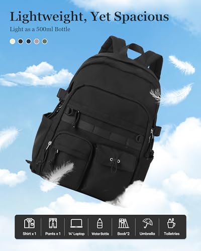 weradar Black School Backpack For Women Men,Aesthetic College Backpack With Lots of Pockets,Lightweight High School Bag For Teens Girls Boys,Cute Bookbag - color: A1-black