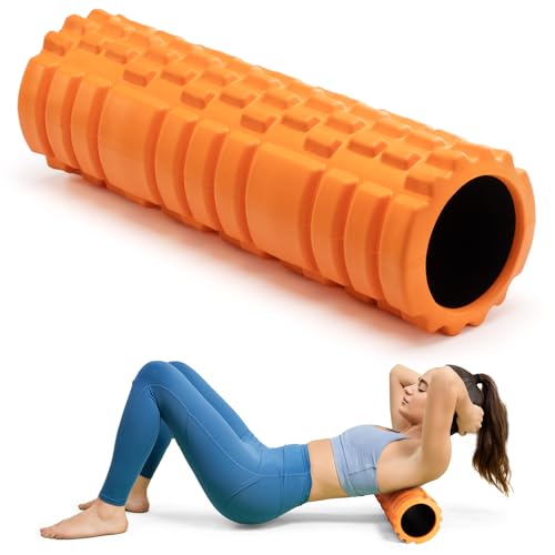 Krightlink Foam Roller High Density 18" Foam Roller for Deep Tissue Muscle Massage, Trigger Point Fitness Exercise Massage Roller Self-Myofascial Back Roller Release for Whole Body - size: 18 Inch