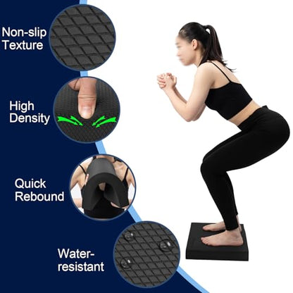 StrongTek Professional Foam Exercise Balance Pad - 15.8" x 13" x 2", High-Density TPE Foam Knee Pad, Non-Slip & Water-Resistant, for Balance Training, Physical Therapy, Yoga, and More - color: Black