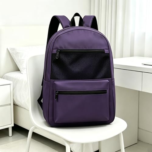 Lightweight Travel Backpack with Front Mesh Pocket, Large Capacity Multi Compartment Storage, Durable Daypack for Hiking, Travel, Work Outdoor(Purple) - color: Purple