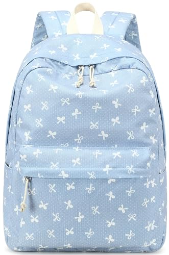 LEDAOU School Backpack for Teen Girls Elementary Middle School Bookbag Kids Backpacks Women Laptop Backpack Travel Daypack - color: Bow Print-blue