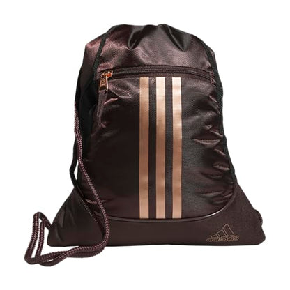 adidas Alliance Sackpack – Drawstring Backpack for Sports, Small Gym Bag, Shadow Brown/Rose Gold/2, OSFA - color: Shadow Brown/Rose Gold/2