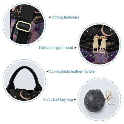 MNSRUU Goth Backpack Womens, Anti-Theft Womens Backpack Travel Handbags Shoulder Bag Mauve Moths Carry On Ladies Rucksack Fashion Casual Daypack, Hairball Pendant - color: Moths I18597