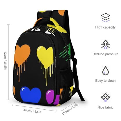 Travel Laptop Backpack LGBT Pride Rainbow Heart Love Is Love for Men Women, Water Resistant Business Anti Theft Computer Bag with Multi Compartments for College Work Hiking - color: Pattern (354)