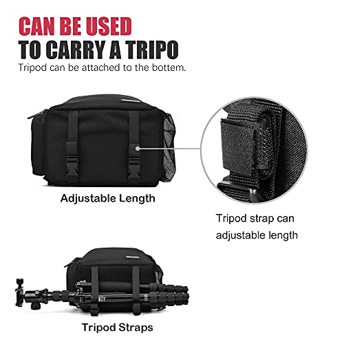 Cwatcun Sling Camera Bag, Camera Shoulder Crossbody Backpack, DSLR/SLR/Mirrorless Camera Case, Shockproof Photography Camera Chest Bag with Tripod Holder, Compatible with Canon/Nikon/Sony/Fuji - color: 1.0 Black