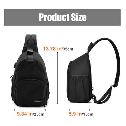 Cwatcun Sling Bag, Crossbody Case for DSLR SLR Canon Nikon Sony Mirrorless Cameras - Photography Backpack for Photographers - color: 2.0 Black