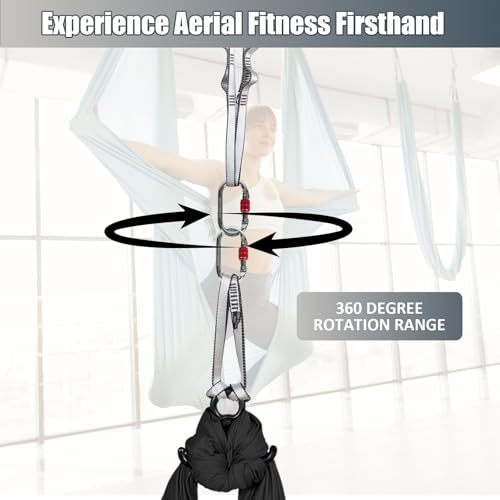 Aerial Silks Kit & Aerial Yoga Hammock - 11Yd Premium Fabric with Hardware - Easy Setup for Flying Yoga, Aerial Swing & Fitness - Supports Up to 14ft Rigging - color: Black