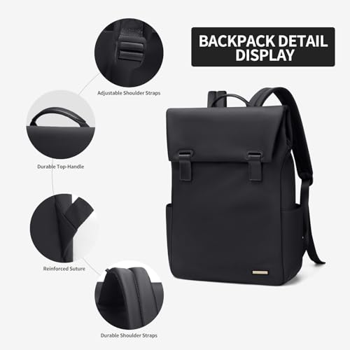 Women Laptop Backpack Computer Backpacks Carry On Waterproof backpack Fits 15.6Inch Notebook Travel Commute College (Black) - color: Elegant Black, size: 15.6 Inch