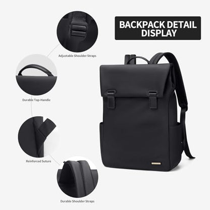 Women Laptop Backpack Computer Backpacks Carry On Waterproof backpack Fits 15.6Inch Notebook Travel Commute College (Black) - color: Elegant Black, size: 15.6 Inch
