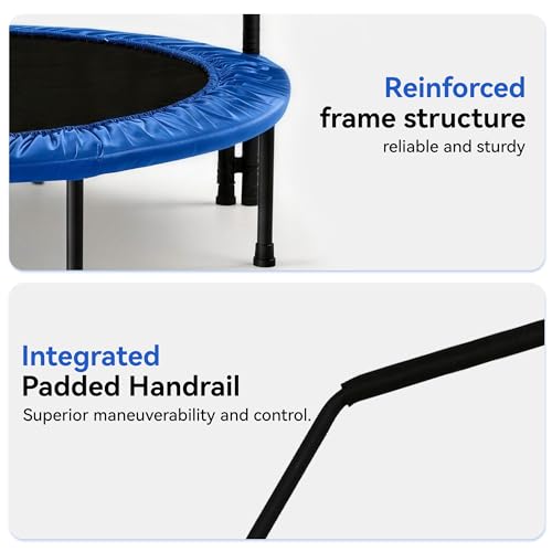 Fitvids 40" Trampoline – Fitness Rebounder with Adjustable Foam Handle - color: Black-1pcs