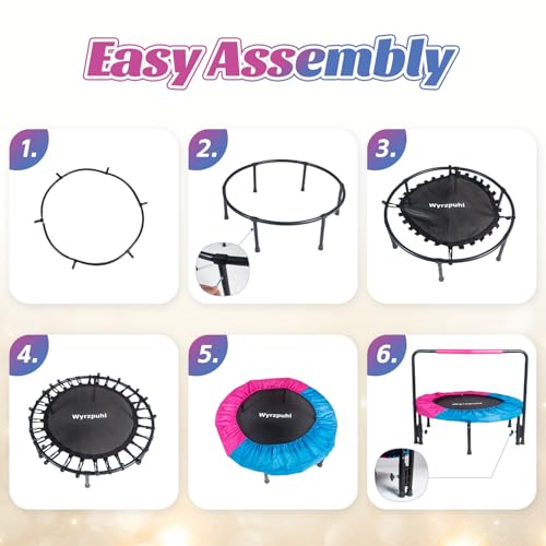 36 Inch Kids Trampoline - Mini Toddler Trampoline with Foam Handle, Small Rebounder Trampoline for Adult Fitness with Safety Padded Cover Indoor and Outdoor Use for Fun